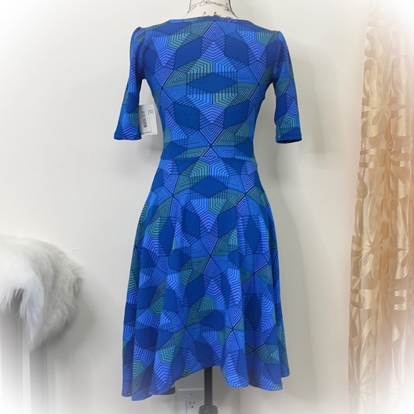 💕New With Tag Blue Lularoe Nicole Fit & Flare Dress💕 - Picture 11 of 16